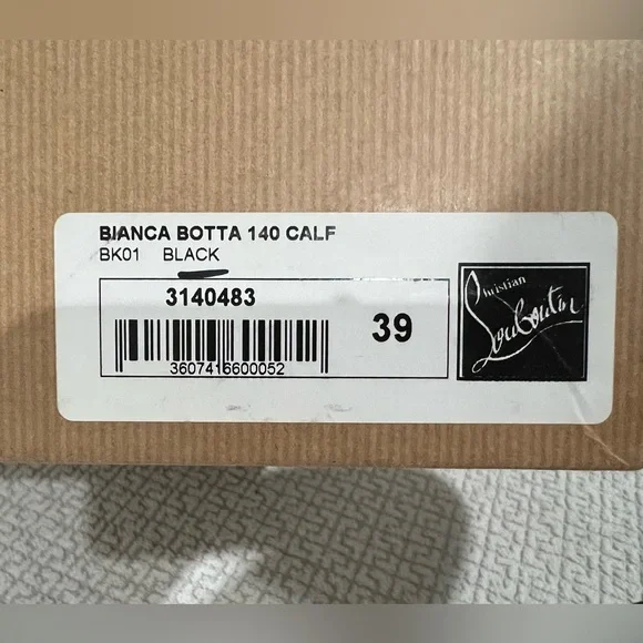 Christian Louboutin Bianca Botta 140 Black Leather Knee-High Boots EU39 Red Sole - Picture 7 of 9